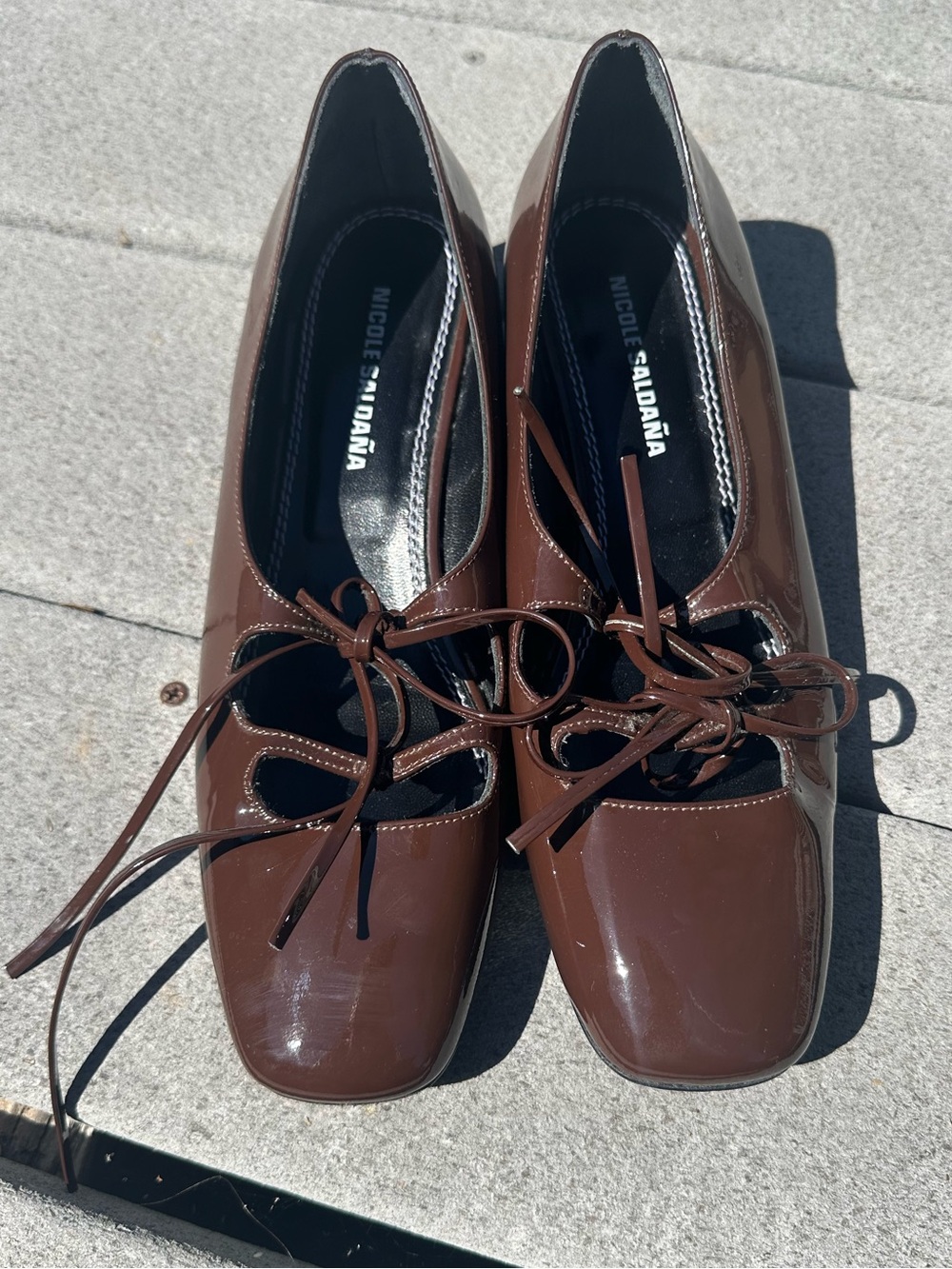Nicole Saldaña Isabel Dark Brown Chocolate Patent Leather flats - size 40